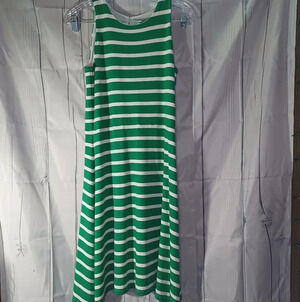 Ann Taylor sleeveless green and white summer dress